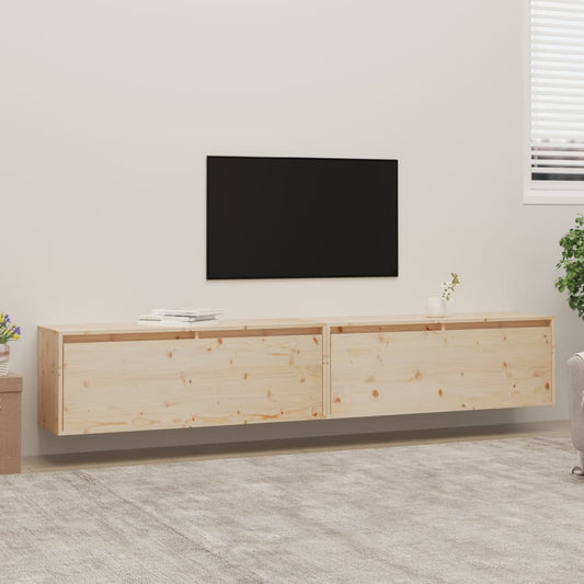 NNEVL Wall Cabinets 2pcs 100x30x35 cm Solid Wood Pine-0